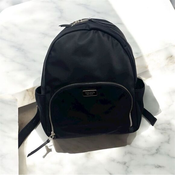 Kate Spade Black Dawn Backpack Nylon Zip Closure Front Pocket Waterbottle Slip main image 15